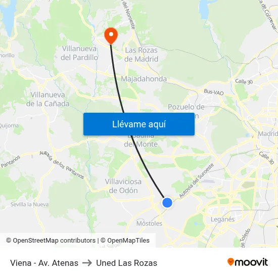 Viena - Av. Atenas to Uned Las Rozas map
