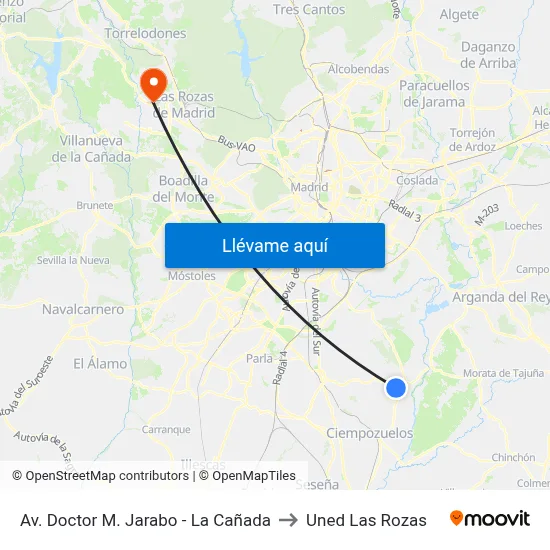 Av. Doctor M. Jarabo - La Cañada to Uned Las Rozas map