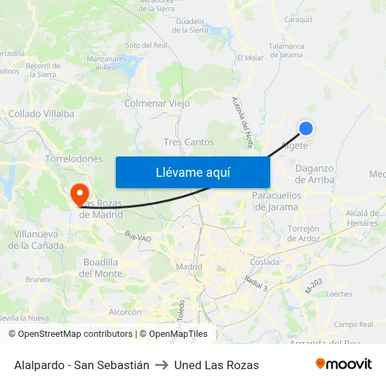 Alalpardo - San Sebastián to Uned Las Rozas map