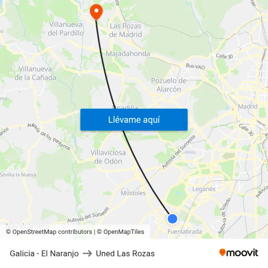 Galicia - El Naranjo to Uned Las Rozas map