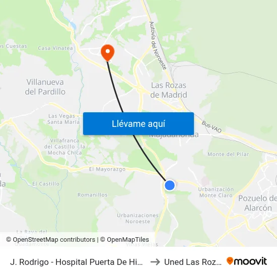 J. Rodrigo - Hospital Puerta De Hierro to Uned Las Rozas map