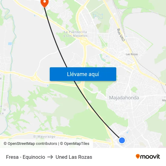 Fresa - Equinocio to Uned Las Rozas map