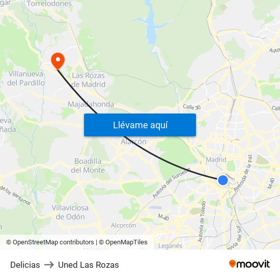 Delicias to Uned Las Rozas map