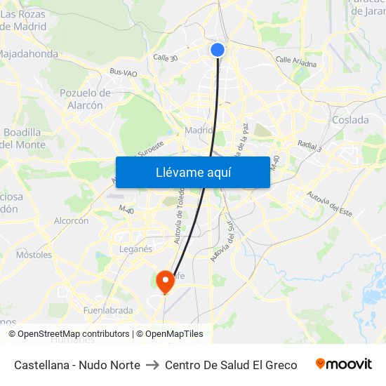 Castellana - Nudo Norte to Centro De Salud El Greco map