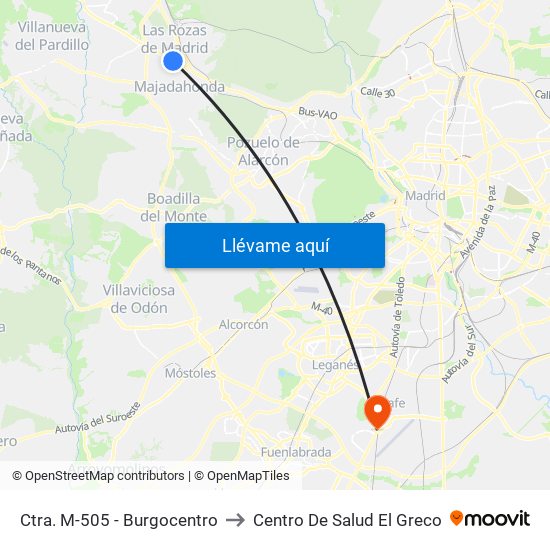 Ctra. M-505 - Burgocentro to Centro De Salud El Greco map