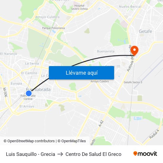 Luis Sauquillo - Grecia to Centro De Salud El Greco map