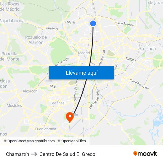 Chamartín to Centro De Salud El Greco map