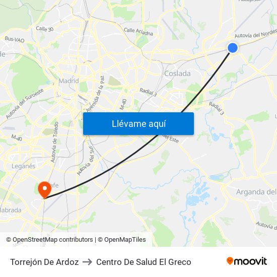 Torrejón De Ardoz to Centro De Salud El Greco map