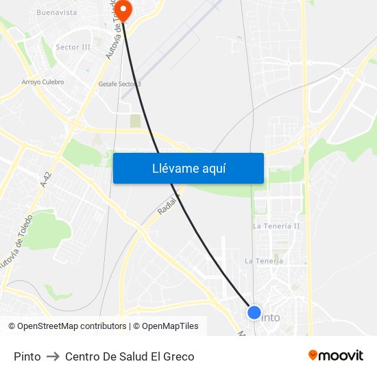 Pinto to Centro De Salud El Greco map