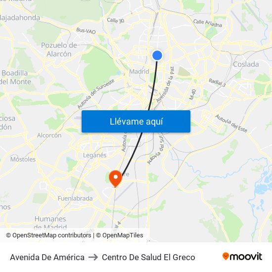 Avenida De América to Centro De Salud El Greco map