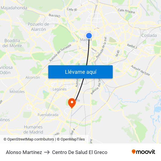 Alonso Martínez to Centro De Salud El Greco map