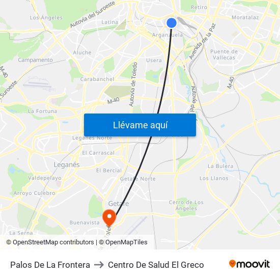Palos De La Frontera to Centro De Salud El Greco map