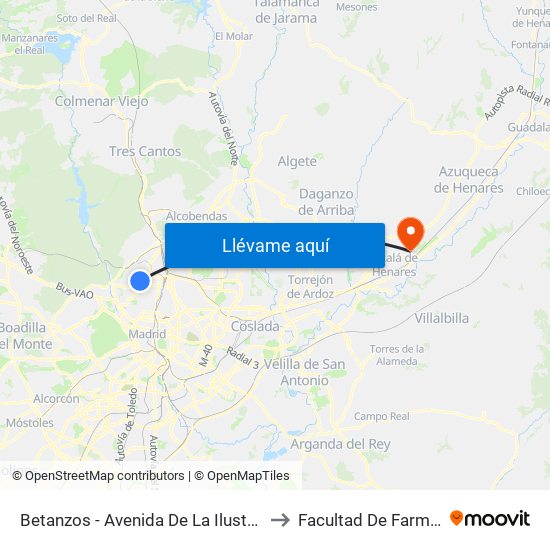 Betanzos - Avenida De La Ilustración to Facultad De Farmacia map