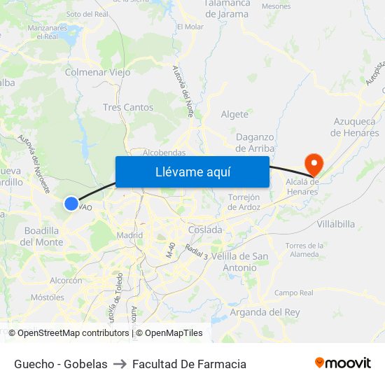 Guecho - Gobelas to Facultad De Farmacia map