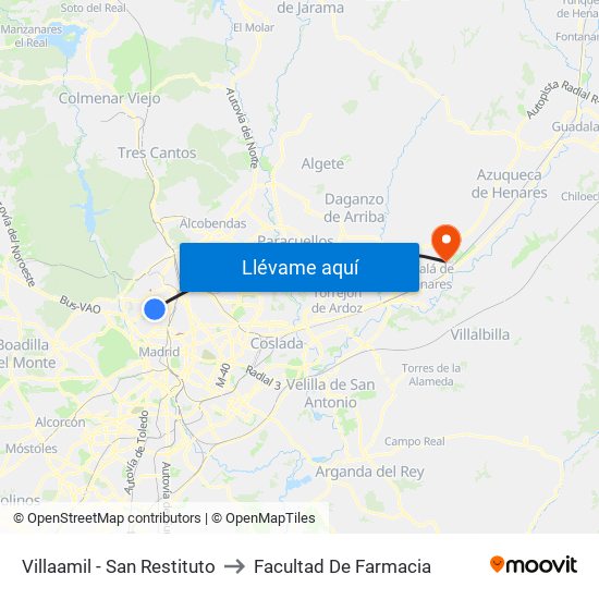 Villaamil - San Restituto to Facultad De Farmacia map