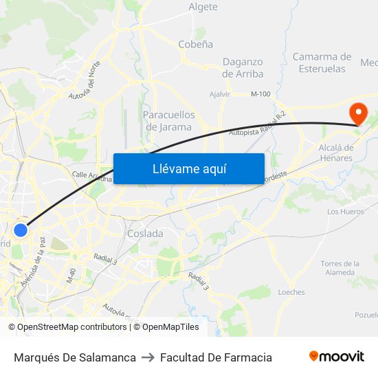 Marqués De Salamanca to Facultad De Farmacia map
