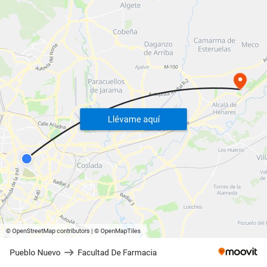 Pueblo Nuevo to Facultad De Farmacia map