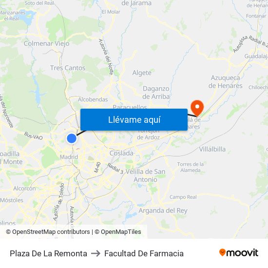 Plaza De La Remonta to Facultad De Farmacia map
