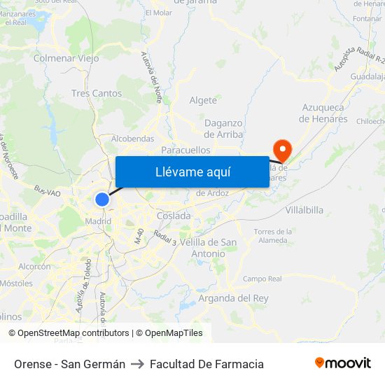 Orense - San Germán to Facultad De Farmacia map