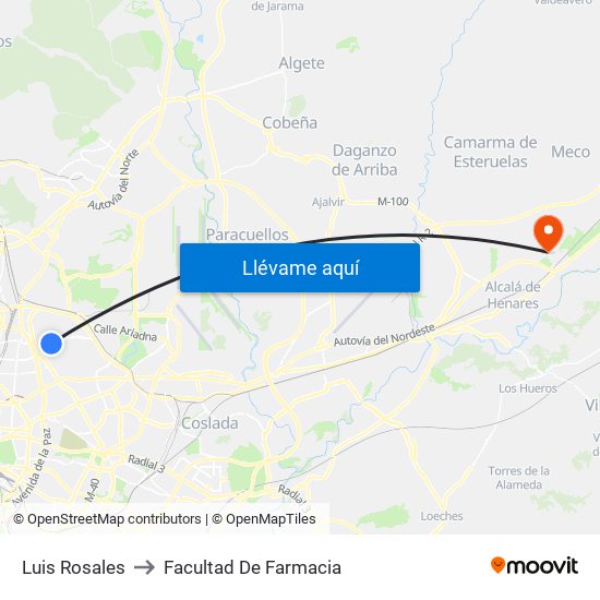 Luis Rosales to Facultad De Farmacia map