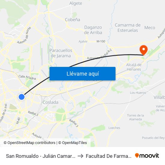 San Romualdo - Julián Camarillo to Facultad De Farmacia map