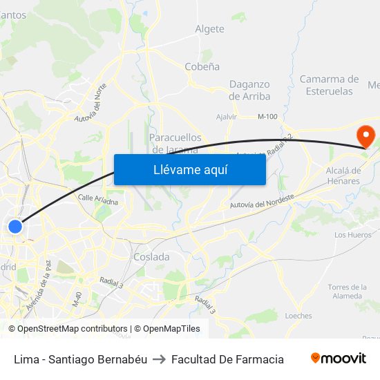 Lima - Santiago Bernabéu to Facultad De Farmacia map