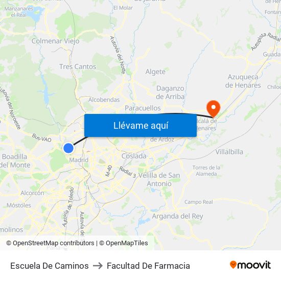 Escuela De Caminos to Facultad De Farmacia map