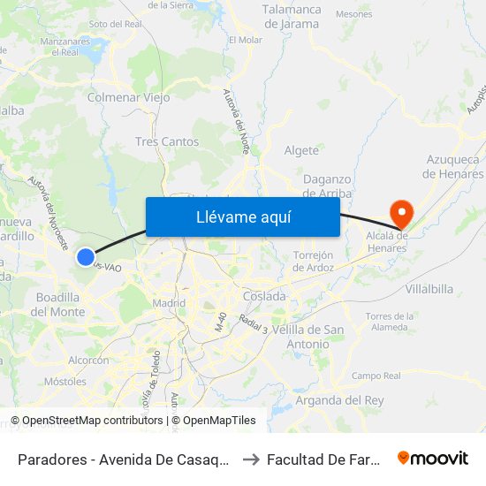 Paradores - Avenida De Casaquemada to Facultad De Farmacia map