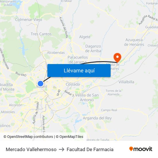 Mercado Vallehermoso to Facultad De Farmacia map