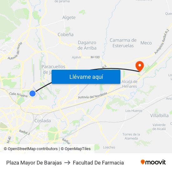 Plaza Mayor De Barajas to Facultad De Farmacia map