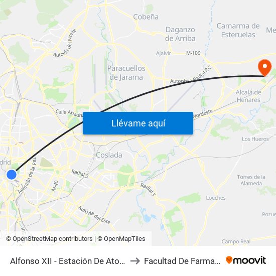 Alfonso XII - Estación De Atocha to Facultad De Farmacia map