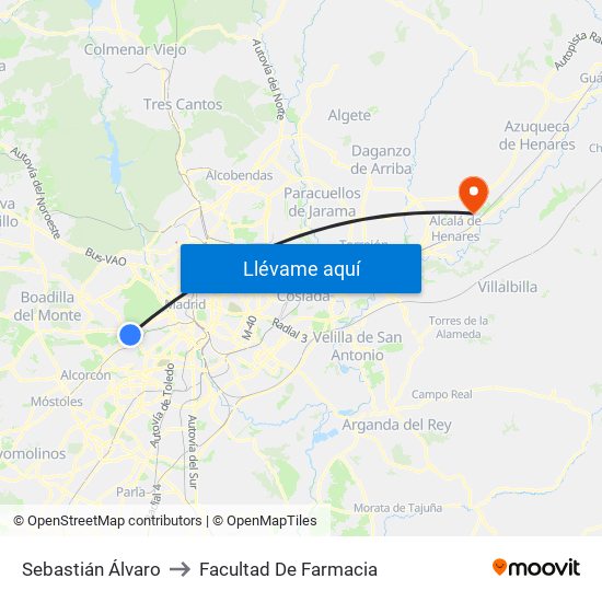 Sebastián Álvaro to Facultad De Farmacia map