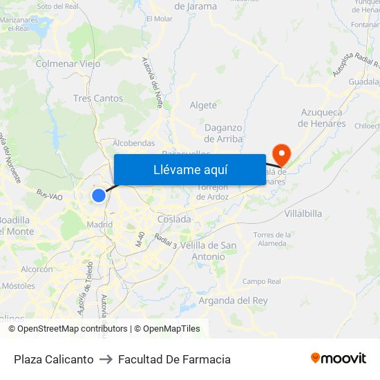Plaza Calicanto to Facultad De Farmacia map