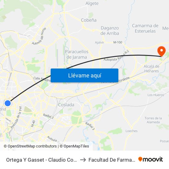 Ortega Y Gasset - Claudio Coello to Facultad De Farmacia map