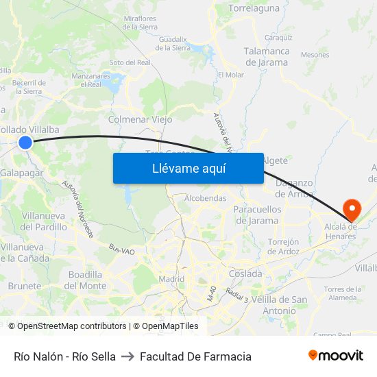 Río Nalón - Río Sella to Facultad De Farmacia map