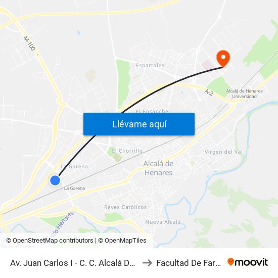 Av. Juan Carlos I - C. C. Alcalá De Henares to Facultad De Farmacia map