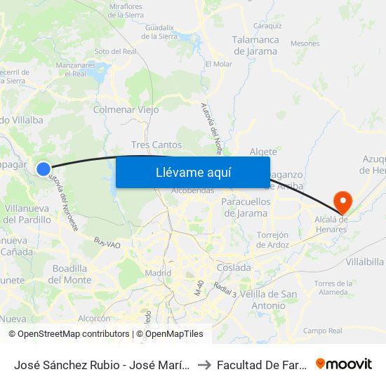 José Sánchez Rubio - José María Moreno to Facultad De Farmacia map