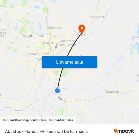 Abastos - Florida to Facultad De Farmacia map