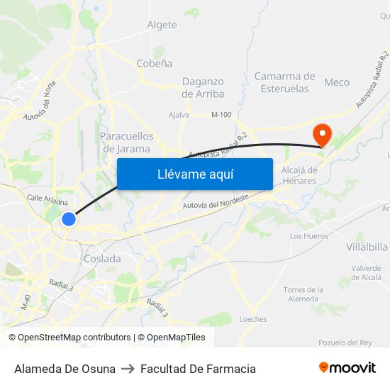 Alameda De Osuna to Facultad De Farmacia map