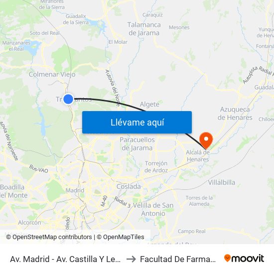 Av. Madrid - Av. Castilla Y León to Facultad De Farmacia map