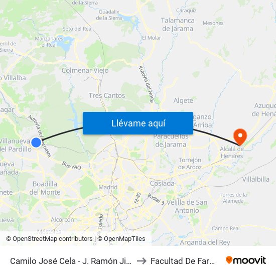 Camilo José Cela - J. Ramón Jiménez to Facultad De Farmacia map