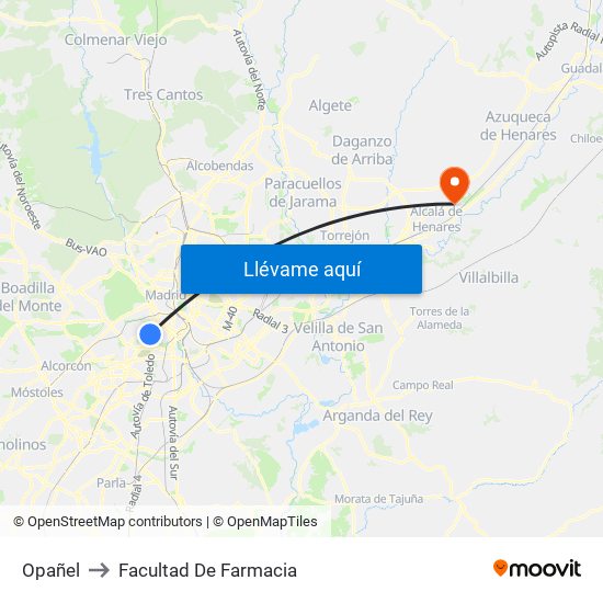 Opañel to Facultad De Farmacia map
