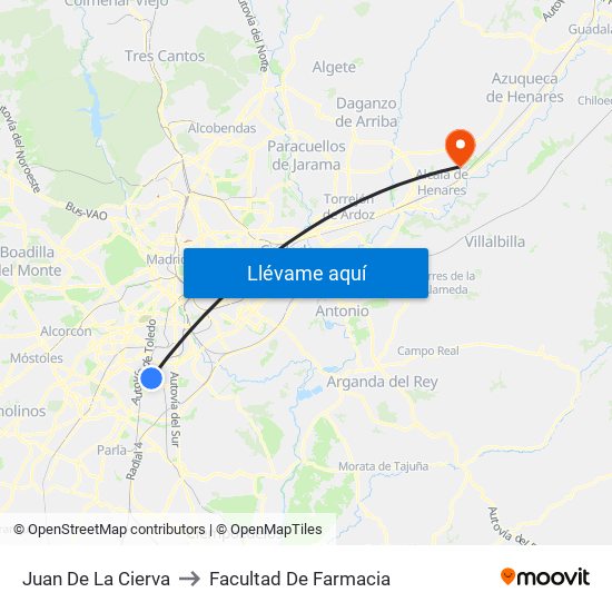 Juan De La Cierva to Facultad De Farmacia map