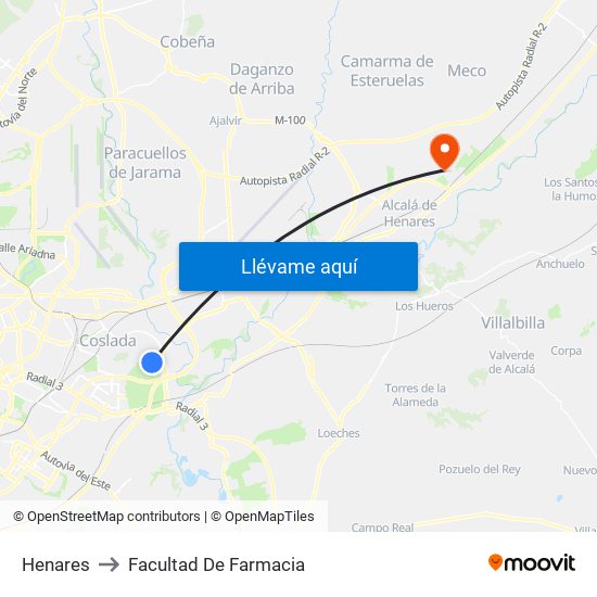 Henares to Facultad De Farmacia map