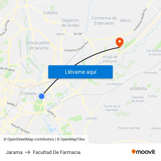 Jarama to Facultad De Farmacia map