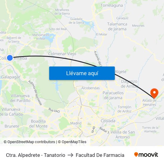Ctra. Alpedrete - Tanatorio to Facultad De Farmacia map
