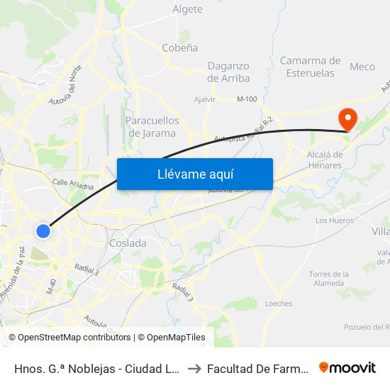 Hnos. G.ª Noblejas - Ciudad Lineal to Facultad De Farmacia map