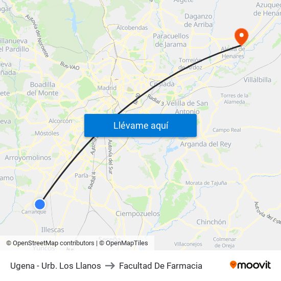 Ugena - Urb. Los Llanos to Facultad De Farmacia map