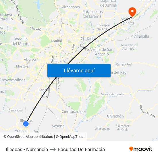 Illescas - Numancia to Facultad De Farmacia map
