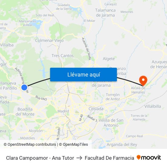 Clara Campoamor - Ana Tutor to Facultad De Farmacia map